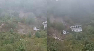 Trabzon'un ilçesi Araklı'da heyelanlar meydana geldi