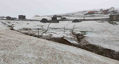 Trabzon'daki yaylalarda kışın habercisi kar yağışı görüldü